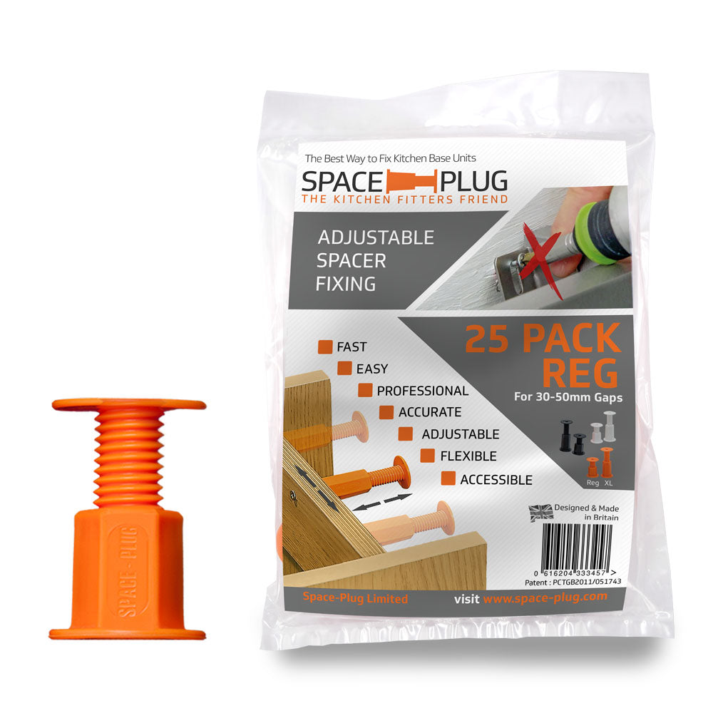 Pack of 25 Regular Space-Plug Adjustable Spacer Fixings.