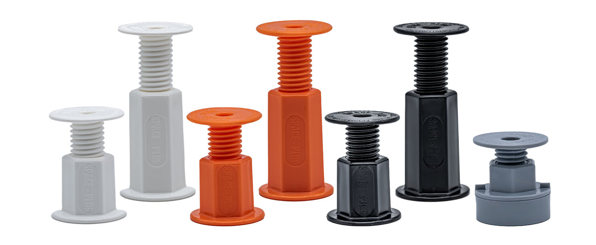 Space-Plug Adjustable Spacer Fixing Group Photo - Perfect for Installing Kitchens & Furniture to the Wall.
