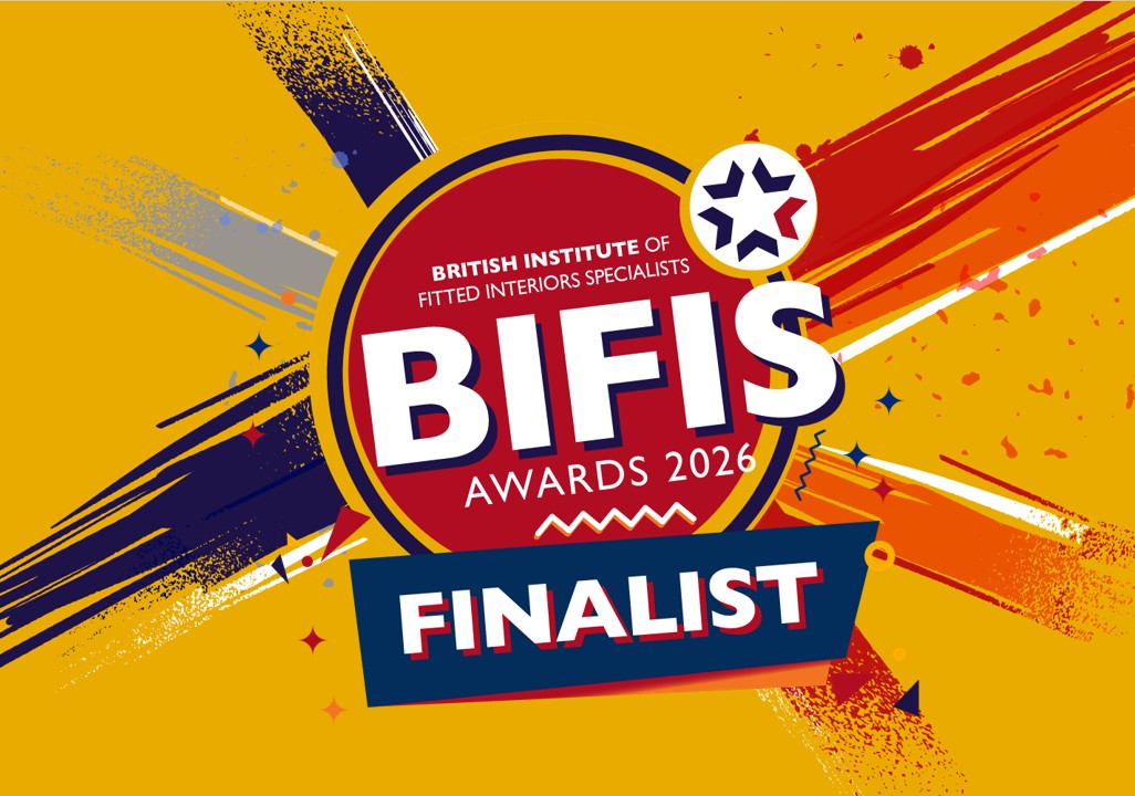 BIFIS Awards 2026 Finalist logo for the British Institute of Fitted Interiors Specialists awards programme.