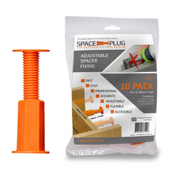 image of pack of 10 XL Space-Plug Adjustable Spacer Fixings & a single Space-Plug  XL Adjustable Spacer Fixing.