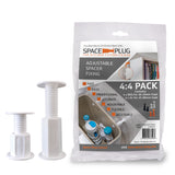 Pack of 4 XL and 4 Regular White Space-Plug Adjustable Spacer Fixings. 