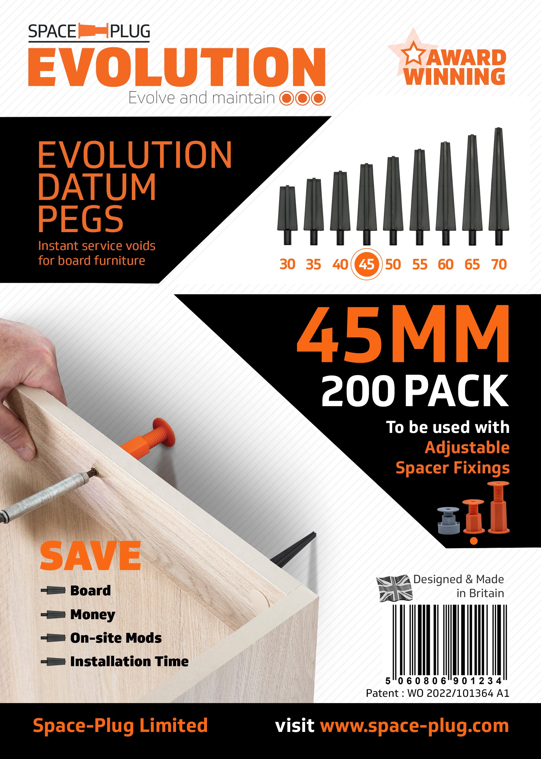 Create 45mm Service Void - Datum Pegs
