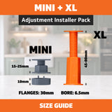 Space-Plug Adjustment Installer Pack | Mini + XL | Adjustable Cabinet Fixings