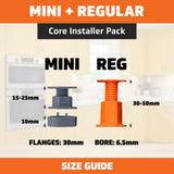 Space-Plug Core Installer Pack | Mini 25 + Regular 25 | 15-50mm | Kitchen Cabinet Fixing Kit