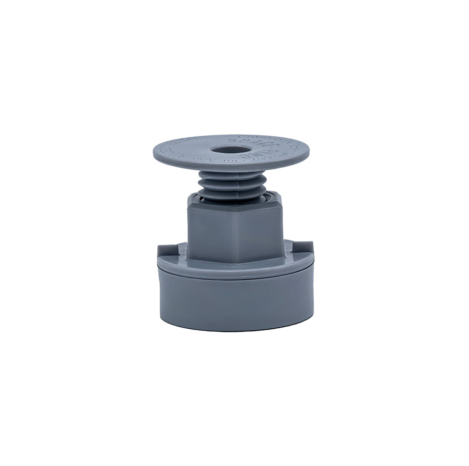 Space-Plug Mini gris, système de fixation réglable pour meubles de cuisine, conçu pour des écarts de 15 à 35 mm.