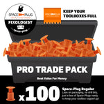 100 Regular Trade Pack - Best Value For Money. Lean on packaging, no drill bits, just a box of Space-Plugs ready to keep your too!box topped up!