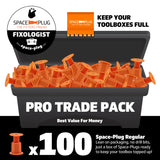 100 Regular Trade Pack - Best Value For Money. Lean on packaging, no drill bits, just a box of Space-Plugs ready to keep your too!box topped up!