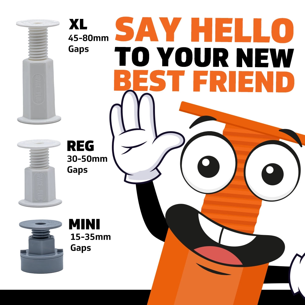 Space-Plug Fixings - Say Hello To Your New Best Friend - XL 45-80mm Gaps, REG 30-50mm Gaps and Mini 15-35mm Gaps