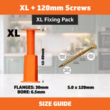 Space-Plug XL Fixing Pack | XL 25 + 120mm Screws | Deep Cabinet Fixing Kit